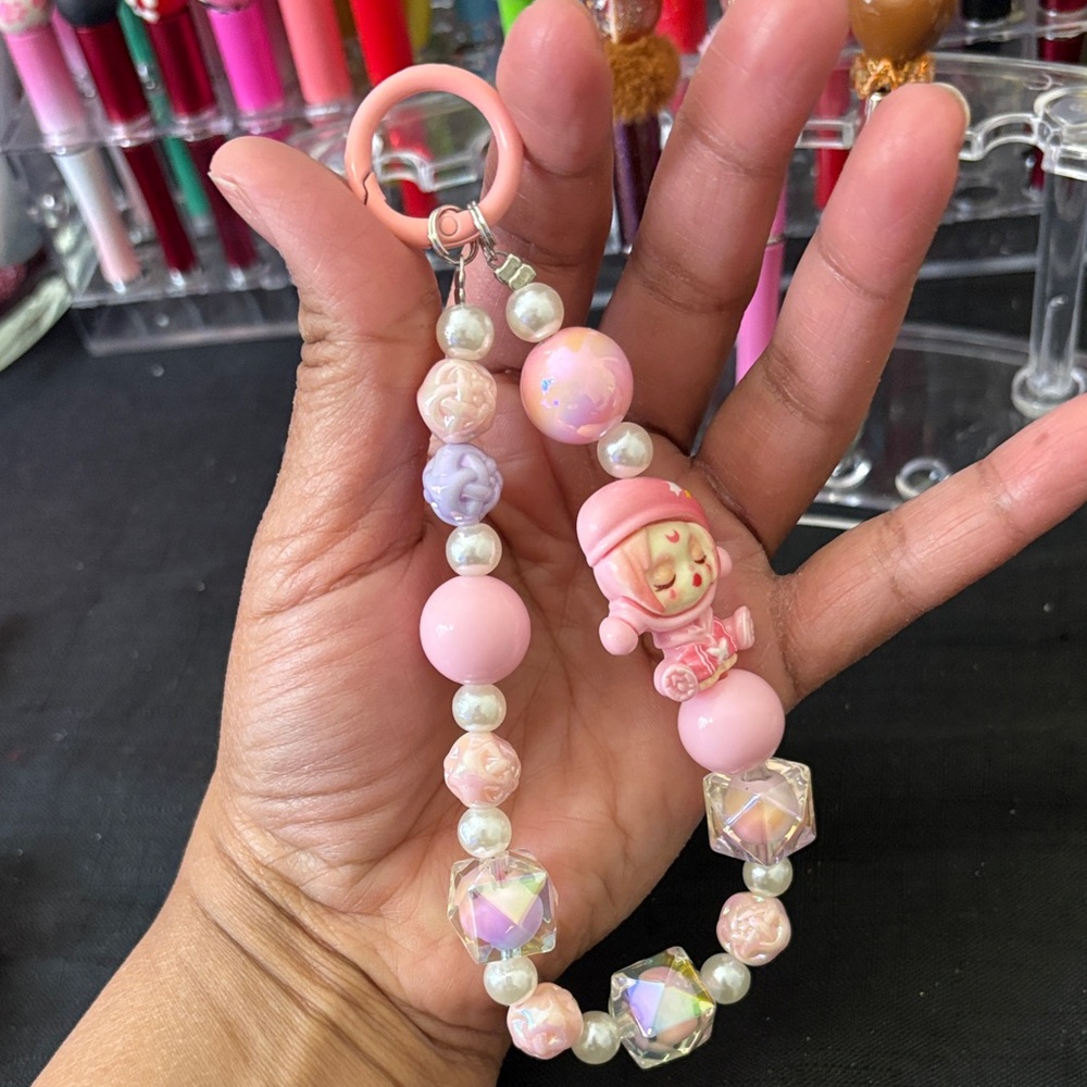 Cute Pink Beaded Keychain/Wrist Accessory 💕